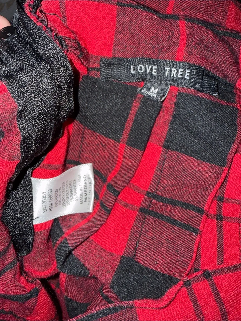 Red and black plaid skirt.